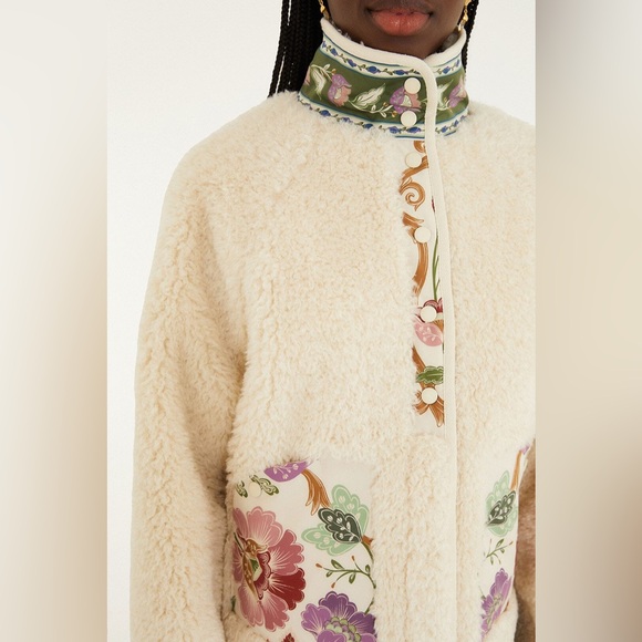 Farm Rio: Cream Rococo Flowers Bomber
Fleece Jacket - Picture 2 of 14